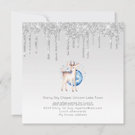 Invitation TWINKLE Star DriParties scintillant Bois Cerf BAPT (Dos)