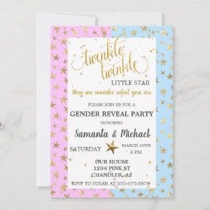 Invitation Twinkle Star Gold Metallic Genre Reveal Party