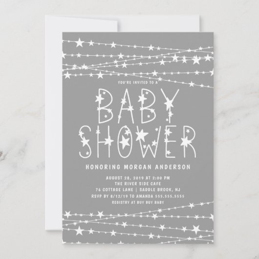 Invitation Twinkle Stars Baby shower neutre genre (Devant)