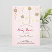 Invitation Twinkle Stars Genre Révéler Points Baby shower (Debout devant)