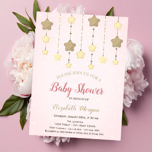 Invitation Twinkle Stars Genre Révéler Points Baby shower