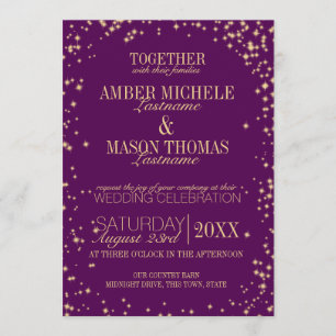 Invitation Twinkle Stars Gold Sparkle Mariage