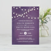 Invitation Twinkle String Lumières foncé violet Mariage extér (Debout devant)