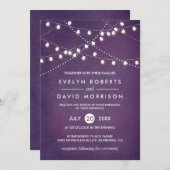 Invitation Twinkle String Lumières foncé violet Mariage extér (Devant / Derrière)