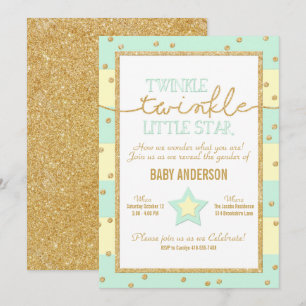 Invitation Twinkle Twinkle Aqua Yellow Gold Révélation de gen