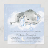 Invitation Twinkle Twinkle Baby Boy Elephant Baby shower (Devant / Derrière)