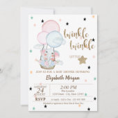 Invitation Twinkle Twinkle, Baby shower de ballons éléphants (Devant)