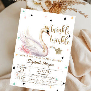 Invitation Twinkle Twinkle, Baby shower de fleurs de cygne