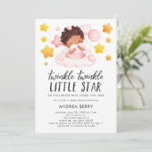Invitation Twinkle Twinkle Baby shower fille (Debout devant)
