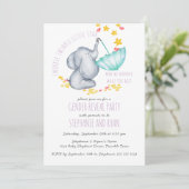 Invitation Twinkle Twinkle Elephant Lilac Révélation de genre (Debout devant)