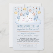 Invitation Twinkle Twinkle Étoiles et Nuage Bébé Sprinkle (Devant)