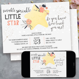 Invitation Twinkle Twinkle Fleur Star Bébé Sprinkle