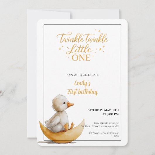 Invitation Twinkle Twinkle Little One First Birthday  (Devant)