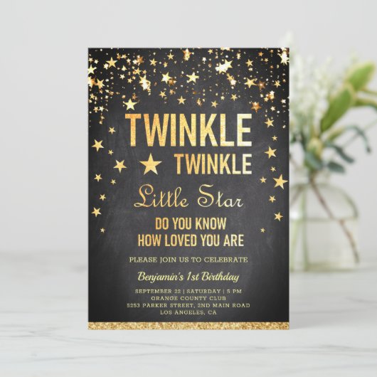Invitation Twinkle Twinkle Little Star 1er anniversaire (Debout devant)