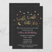 Invitation Twinkle Twinkle Little Star 1er anniversaire Invit (Devant / Derrière)