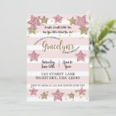 Invitation Twinkle Twinkle Little Star 1er anniversaire Pink  (Debout devant)