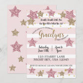Invitation Twinkle Twinkle Little Star 1er anniversaire Pink  (Devant / Derrière)