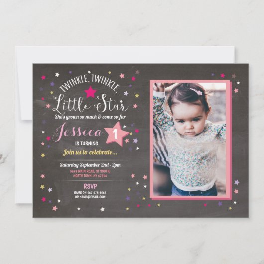 Invitation Twinkle Twinkle Little Star Anniversaire Photo (Devant)
