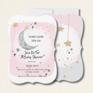 Invitation Twinkle Twinkle Little Star Aquarelle Rose
