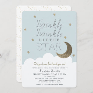 Invitation Twinkle Twinkle Little Star Baby Baby shower bleu