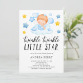 Invitation Twinkle Twinkle Little Star Baby Boy Douche (Debout devant)