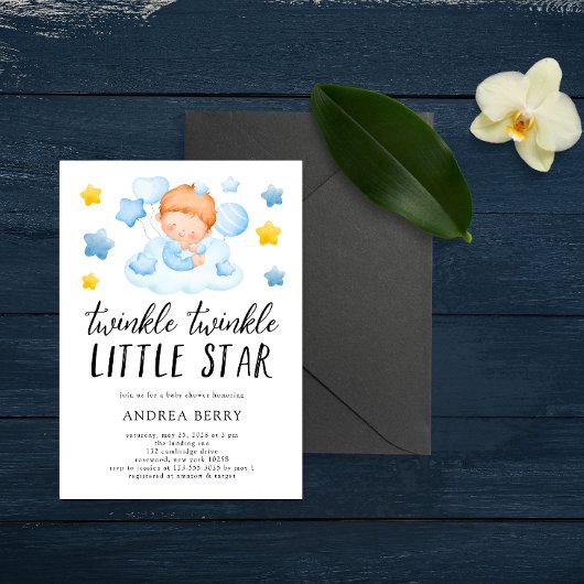 Invitation Twinkle Twinkle Little Star Baby Boy Douche