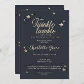 Invitation Twinkle Twinkle Little Star Baby Reveal Party (Devant / Derrière)