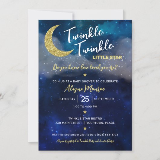 Invitation Twinkle Twinkle Little Star Baby shower (Devant)