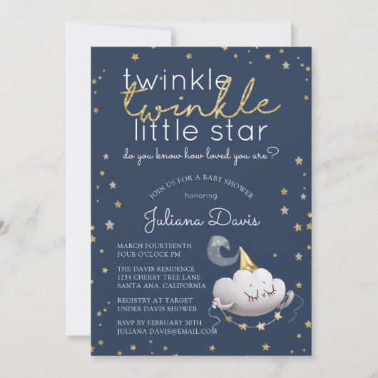 Invitation Twinkle Twinkle Little Star Baby shower (Devant)