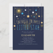 Invitation Twinkle Twinkle Little Star Baby shower bleu (Devant)