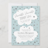 Invitation Twinkle Twinkle Little Star Baby shower bleu (Devant)