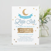 Invitation Twinkle Twinkle Little Star | Baby shower | Bleu (Debout devant)