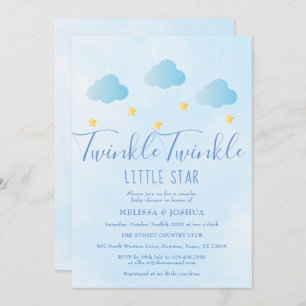 Invitation Twinkle Twinkle Little Star Baby shower bleu garço