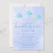 Invitation Twinkle Twinkle Little Star Baby shower bleu garço (Devant)
