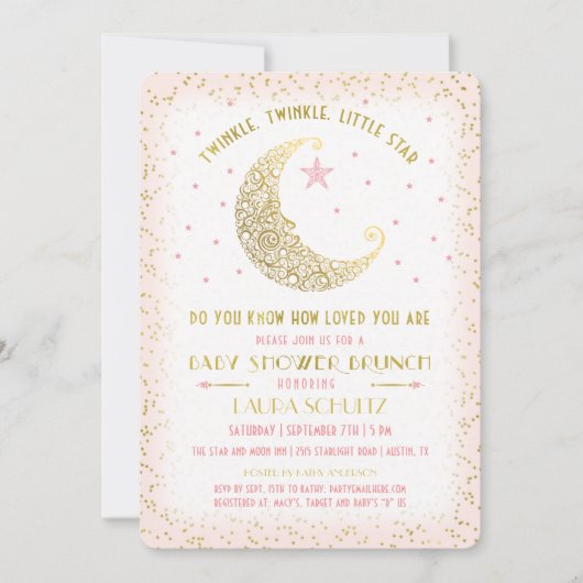 Invitation Twinkle Twinkle Little Star Baby shower Brunch (Devant)
