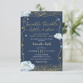Invitation Twinkle Twinkle Little Star Baby shower dessiné à (Debout devant)