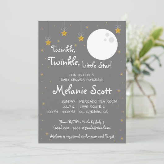 Invitation Twinkle, Twinkle, Little Star ! Baby shower Invita (Debout devant)