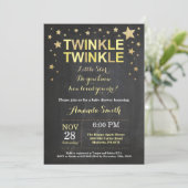 Invitation Twinkle Twinkle Little Star Baby shower jaune (Debout devant)