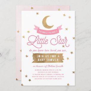Invitation Twinkle Twinkle Little Star Baby shower Rose