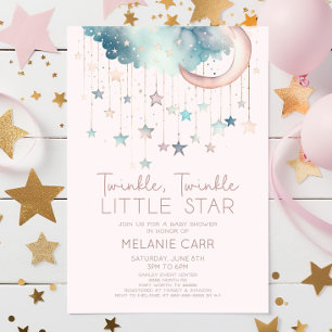 Invitation Twinkle Twinkle Little Star Baby shower rose