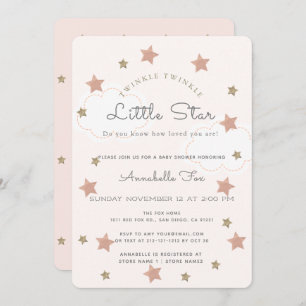 Invitation Twinkle Twinkle Little Star Baby shower rose