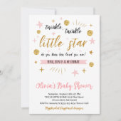 Invitation Twinkle Twinkle Little Star Baby shower, Rose or (Devant)