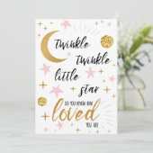 Invitation Twinkle Twinkle Little Star Baby shower rose or (Debout devant)