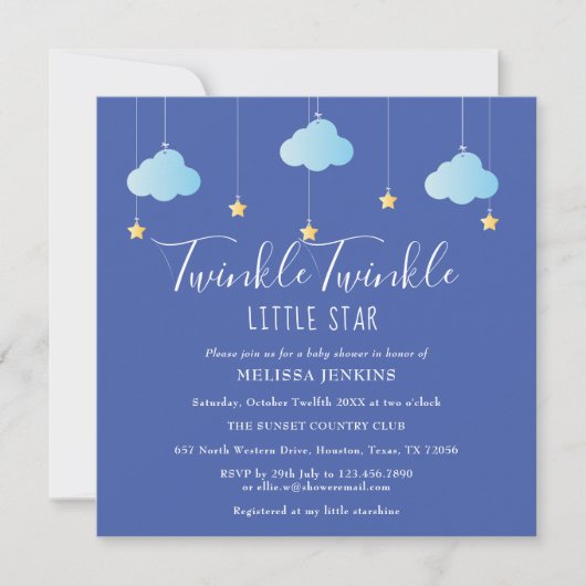 Invitation Twinkle Twinkle Little Star Baby shower / Sprinkle (Devant)