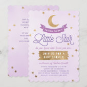Invitation Twinkle Twinkle Little Star| Baby shower| Violet (Devant / Derrière)