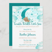 Invitation Twinkle Twinkle Little Star Bear Baby shower (Devant / Derrière)