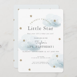 Invitation Twinkle Twinkle Little Star Blue Anniversaire