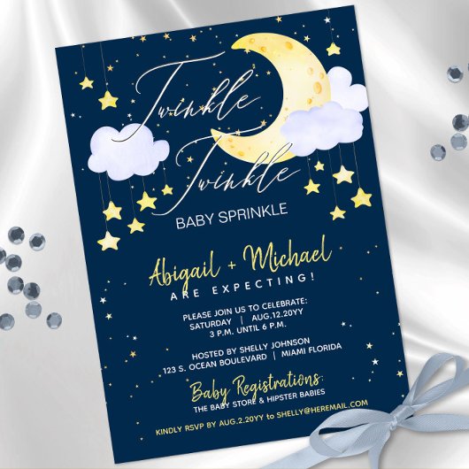Invitation Twinkle Twinkle Little Star Blue Baby Boy Douche