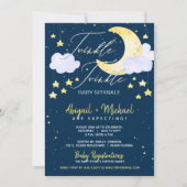 Invitation Twinkle Twinkle Little Star Blue Baby Boy Douche (Devant)