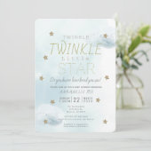 Invitation Twinkle Twinkle Little Star Blue Boy Baby shower (Debout devant)